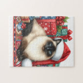 Puzzle Santa Siamese Cat Christmas (Horizontal)