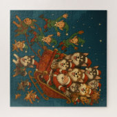 Puzzle Santa with joyous pups and elves! (Horizontal)