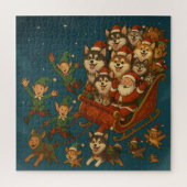 Puzzle Santa with joyous pups and elves! (Vertical)