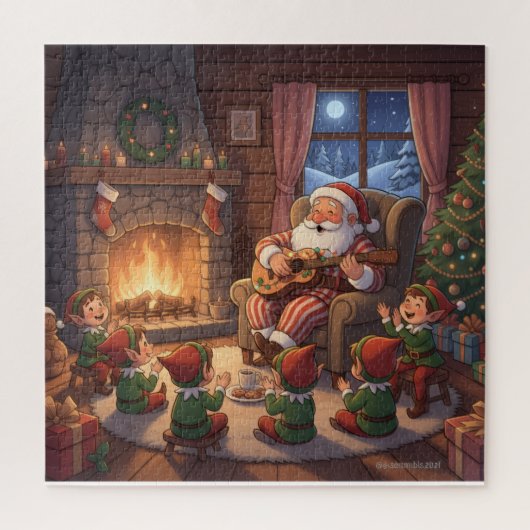 Puzzle Santa's Fireside Serenade Christmas (Vertical)