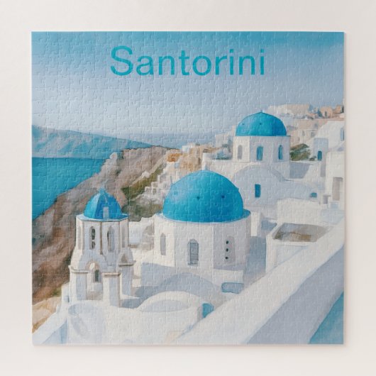 Puzzle Santorin, Grèce, avec des dômes bleus (Vertical)