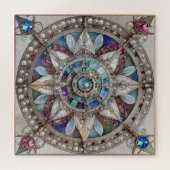 Puzzle Saphirs roses et bleus Diamants Perles Mandala (Horizontal)
