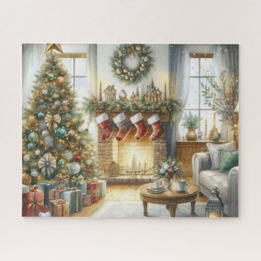 Puzzle Sapin de Noël et cheminée de vacances (Horizontal)
