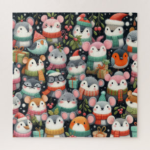 Puzzle Sapin de Noël Mignon Gui coloré Souris