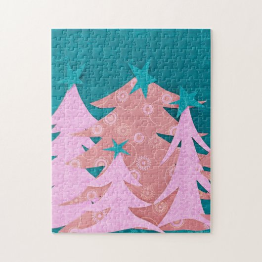 Puzzle Sapins de Noël Rose Fantaisie (Vertical)