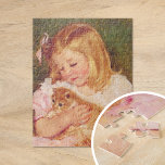 Puzzle Sara tient un chat | Mary Cassatt<br><div class="desc">Sara Holding a Cat (1908) de l'impressionniste américaine Mary Cassatt. Un tableau d'art original représente le portrait d'une petite fille vêtue d'une robe rose et portant un chaton. Utilisez les outils de conception pour ajouter du texte personnalisé ou personnaliser l'image.</div>