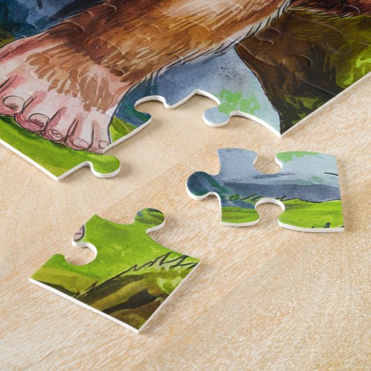 Puzzle Sasquatch et Cheesburger dans une forêt de Mossy (Côté)