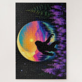 Puzzle Sasquatch Rainbow Mountain Moon Horloge murale (Vertical)