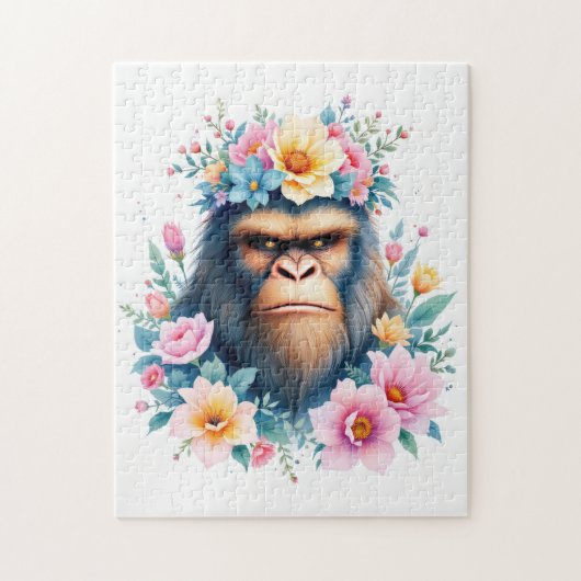 Puzzle Sasquatch wearing a flower crown (Vertical)