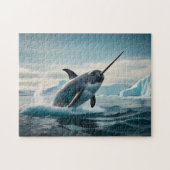 Puzzle Saut Narwhal hors de l'eau arctique (Horizontal)