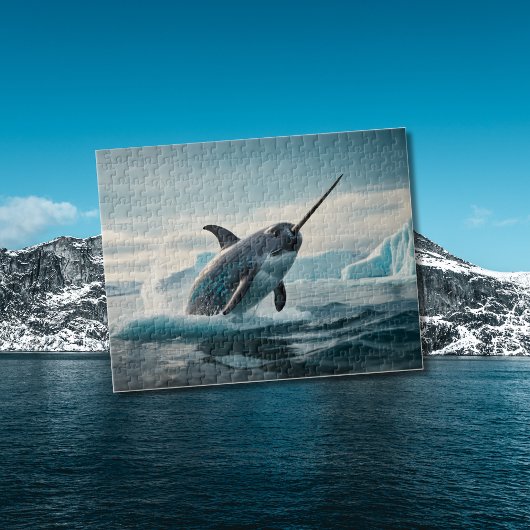 Puzzle Saut Narwhal hors de l'eau arctique