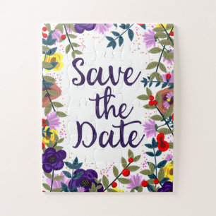 Puzzle Save The Date Wedding Vintage Floral Reef