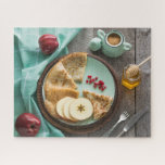 Puzzle Savoureux Petit Déjeuner Rustique Crêpes Pommes Mi<br><div class="desc">Ce somptueux puzzle présente de savoureuses crêpes de petit-déjeuner et des pommes au miel sur une table rustique #petit-déjeuner #nourriture #crêpes #crêpes #jigsawpuzzle #cadeaux #fun #stockingstuffers #jeux</div>