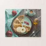 Puzzle Savoureux Petit Déjeuner Rustique Crêpes Pommes Mi<br><div class="desc">Ce somptueux puzzle présente de savoureuses crêpes de petit-déjeuner et des pommes au miel sur une table rustique #petit-déjeuner #nourriture #crêpes #crêpes #jigsawpuzzle #cadeaux #fun #stockingstuffers #jeux</div>