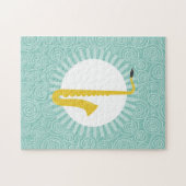 Puzzle Saxophone Fun Turquoise Swirl Music (Horizontal)