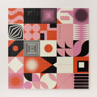 Puzzle Scandinave géométrique : Motif d'oeuvres colorées