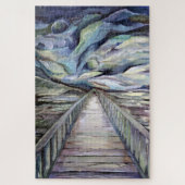 Puzzle Scandinave Idyllic Cold Winter Night Pleine lune (Vertical)