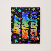 Puzzle "SCARLETT" Prénom, Amusant "HEUREUX ANNIVERSAIRE" (Vertical)