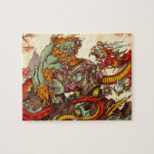 Puzzle Scène asiatique avec le chien et le dragon de foo (Horizontal)