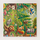 Puzzle Scène boisée, conception d'animaux de forêt mignon (Horizontal)