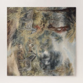 Puzzle Scène botanique de zèbres et lions dans une oasis (Horizontal)