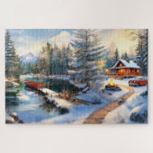 Puzzle Scène Cabine d'hiver cosy (Horizontal)