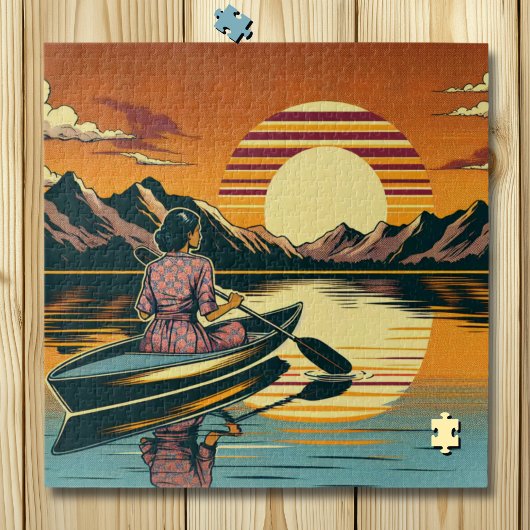 Puzzle Scène Camping vintage Femme Kayak