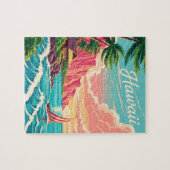 Puzzle Scène côtière hawaïenne animée avec des palmiers (Horizontal)