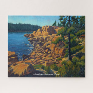 Puzzle Scène côtière panoramique en bleu vert sienne d'Ac