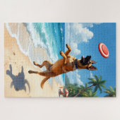 Puzzle Scène d'action de Malinois belge sur la plage (Horizontal)