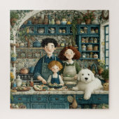 Puzzle Scène de Cuisine rustique confortable avec chien (Vertical)