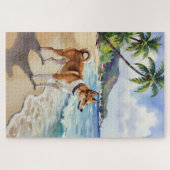 Puzzle Scène de curiosité de la plage de Basenji (Horizontal)