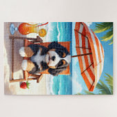 Puzzle Scène de détente de la plage de Bernedoodle (Horizontal)