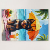 Puzzle Scène de détente sur la plage avec un Lowchen (Horizontal)