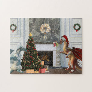 Puzzle Scène de famille de Noël Père Noël Dragon