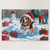 Puzzle Scène de fête de Noël beagle (Horizontal)