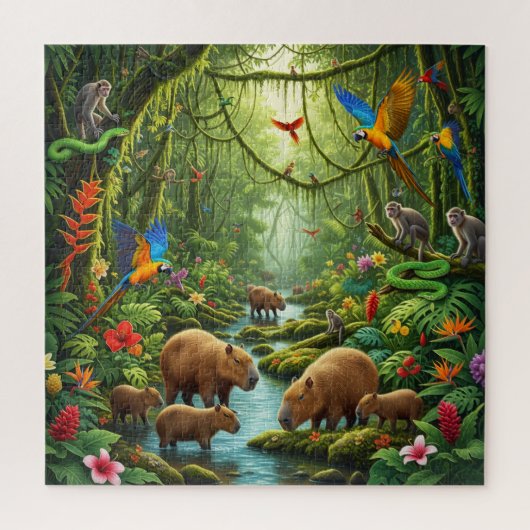 Puzzle Scène de forêt tropicale luxuriante grouillant de (Vertical)