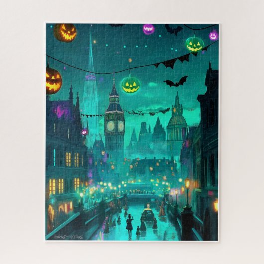PUZZLE SCÈNE DE HALLOWEEN PEINTE ET EFFRAYANTE VERS 1900 (Vertical)