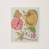 Puzzle Scène de jardin avec fleurs, papillon et champigno (Vertical)