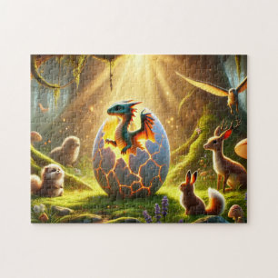 Puzzle Scène de la forêt magique de Dragon à l'éclosion