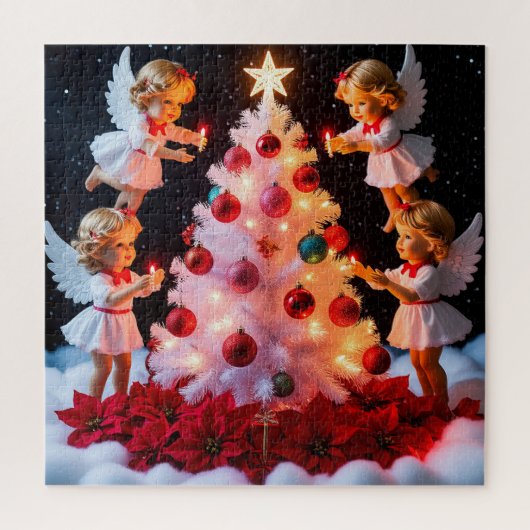 Puzzle Scène de l'Arbre de Noël des Anges pour s'amuser p (Vertical)