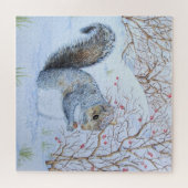 Puzzle scène de neige d'écureuil gris (Horizontal)
