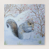 Puzzle scène de neige d'écureuil gris (Vertical)
