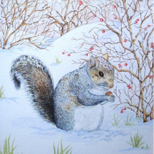 Puzzle scène de neige d'écureuil gris