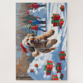 Puzzle Scène de Noël enneigée avec un Bernedoodle festif (Vertical)