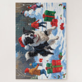 Puzzle Scène de Noël festive avec Border Collie dans la n (Vertical)