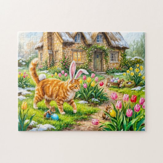 Puzzle Scène de Pâques du chat et des souris (Horizontal)