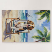 Puzzle Scène de plage avec Afghan Hound (Horizontal)