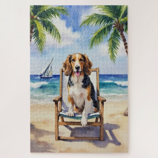 Puzzle Scène de plage avec Afghan Hound (Vertical)