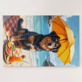 Puzzle Scène de plage avec Lundehund norvégien (Horizontal)